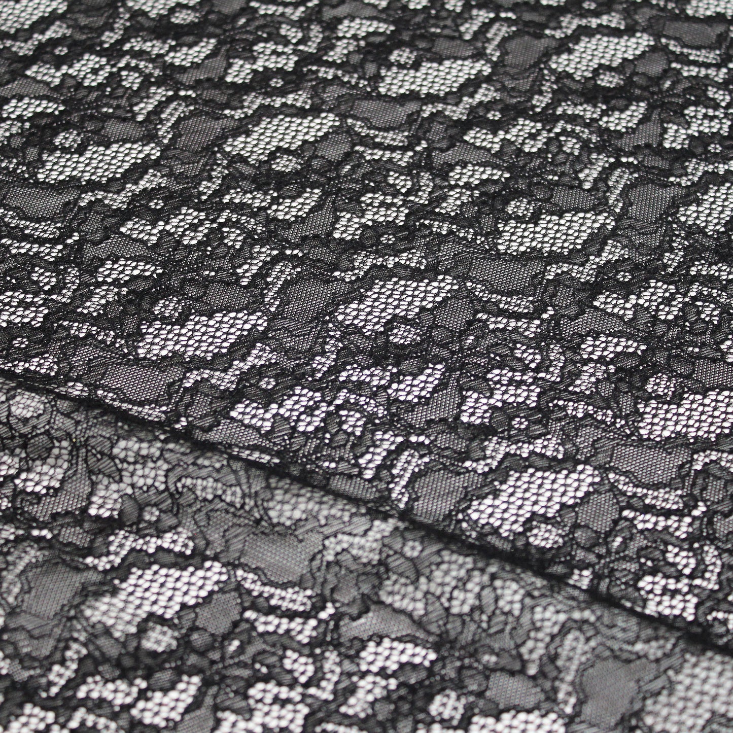 Pizzo Chantilly Elasticizzato con Effetto Onde e Fiorellini