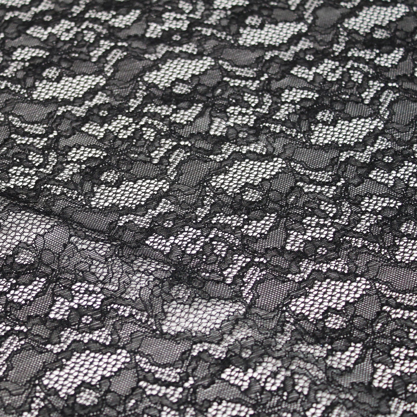 Pizzo Chantilly Elasticizzato con Effetto Onde e Fiorellini
