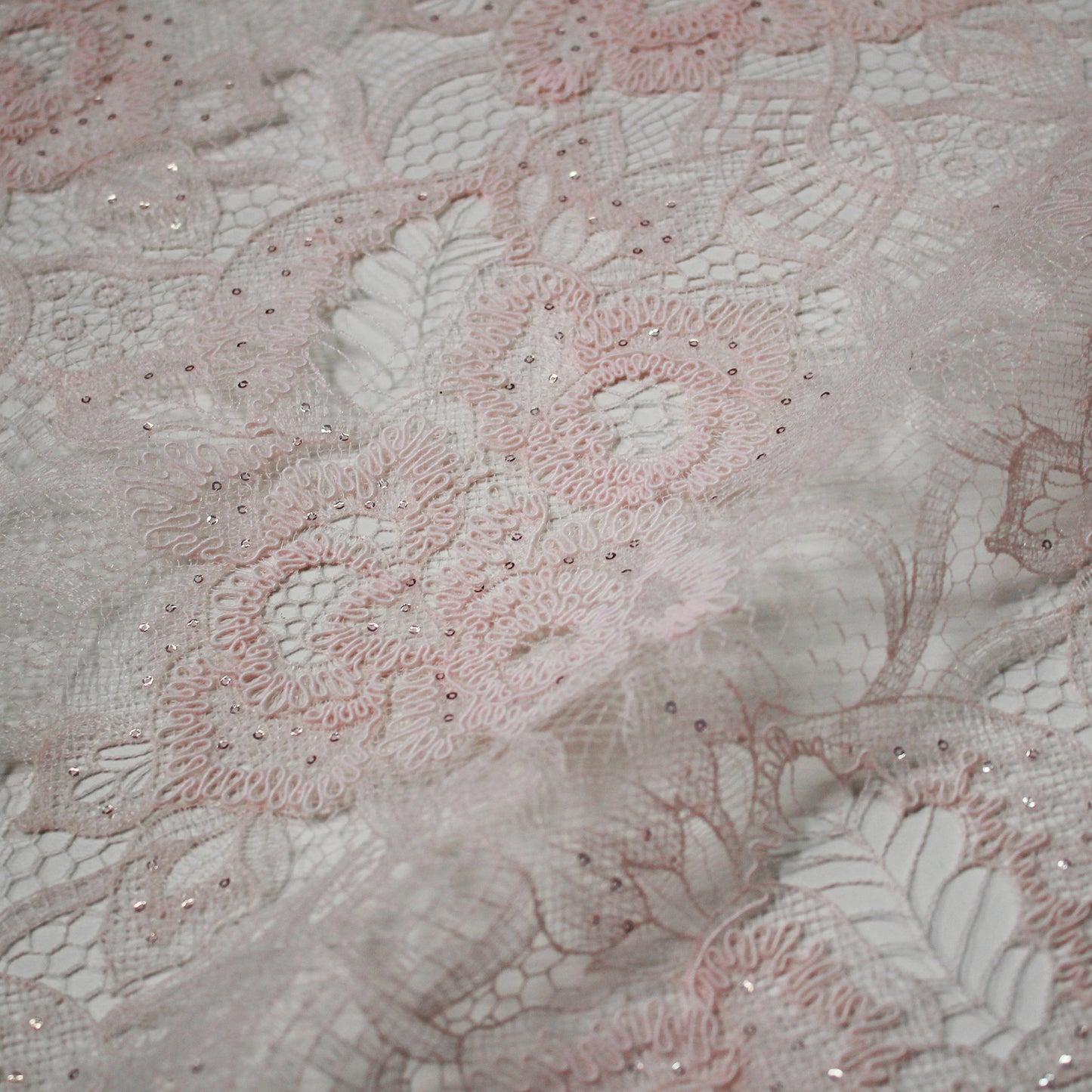 Rebrodé Lace with Flowers and Paillettes