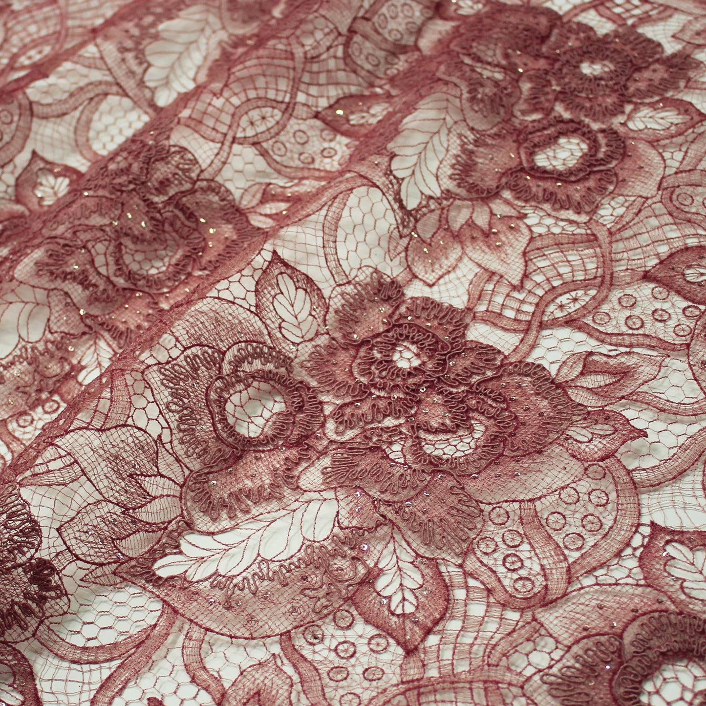 Rebrodé Lace with Flowers and Paillettes