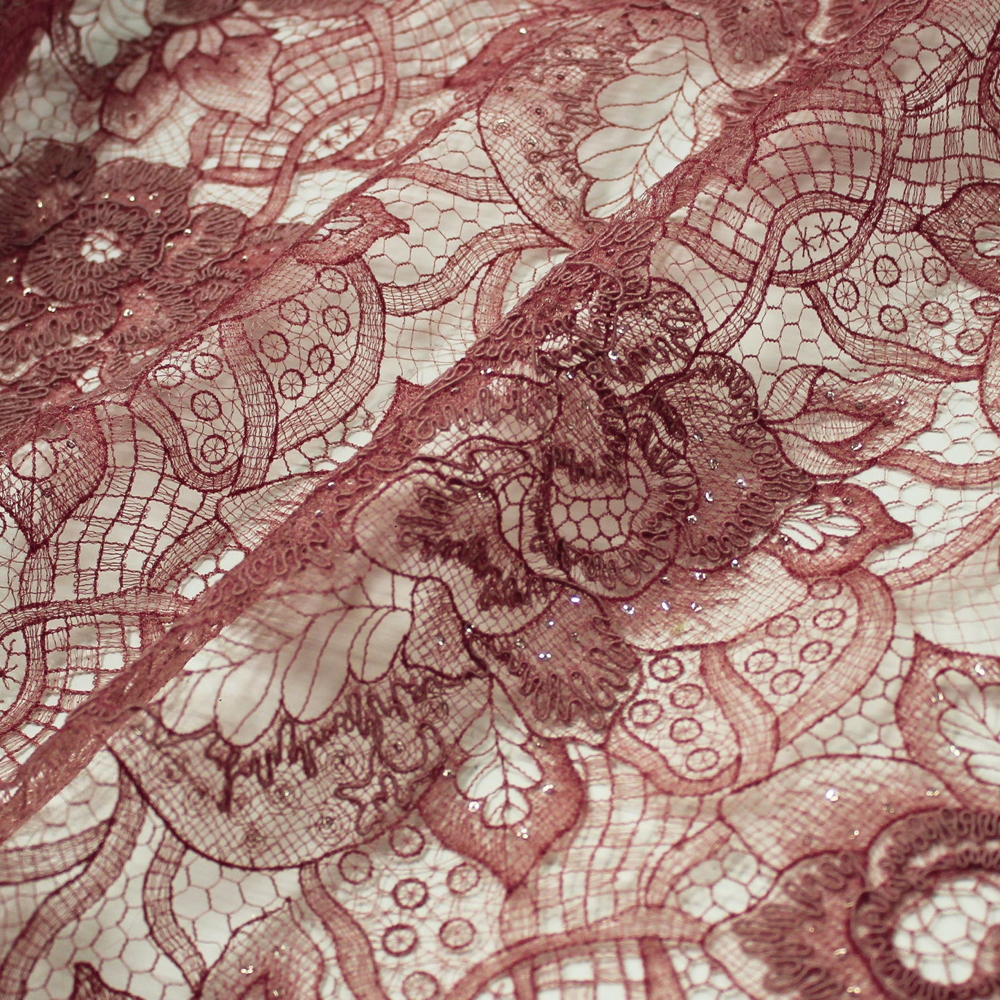 Rebrodé Lace with Flowers and Paillettes