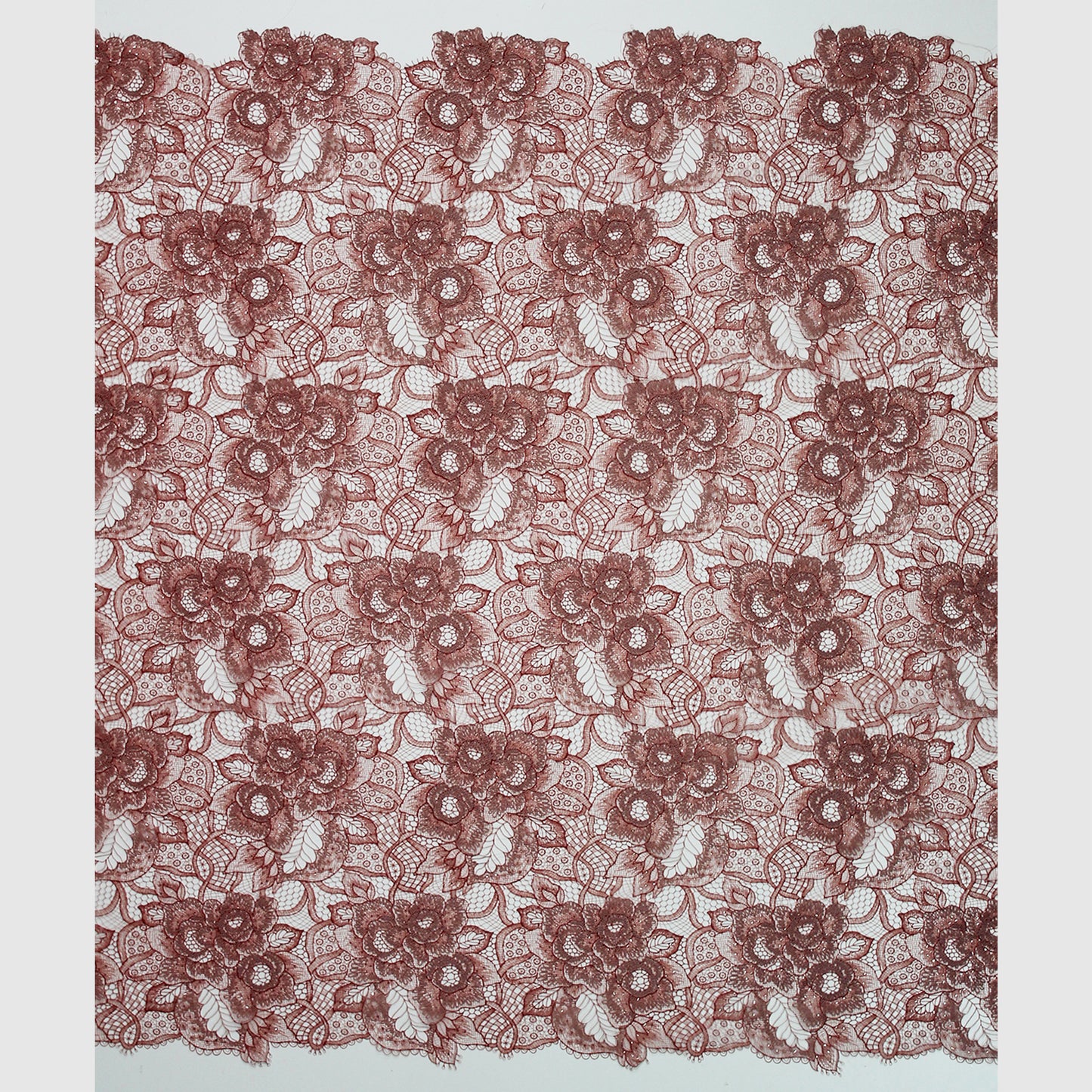Rebrodé Lace with Flowers and Paillettes