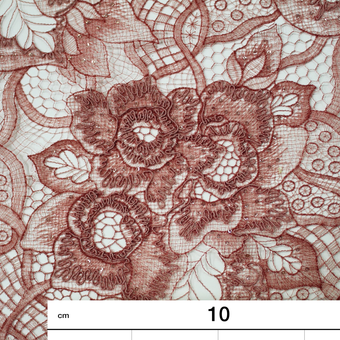 Rebrodé Lace with Flowers and Paillettes
