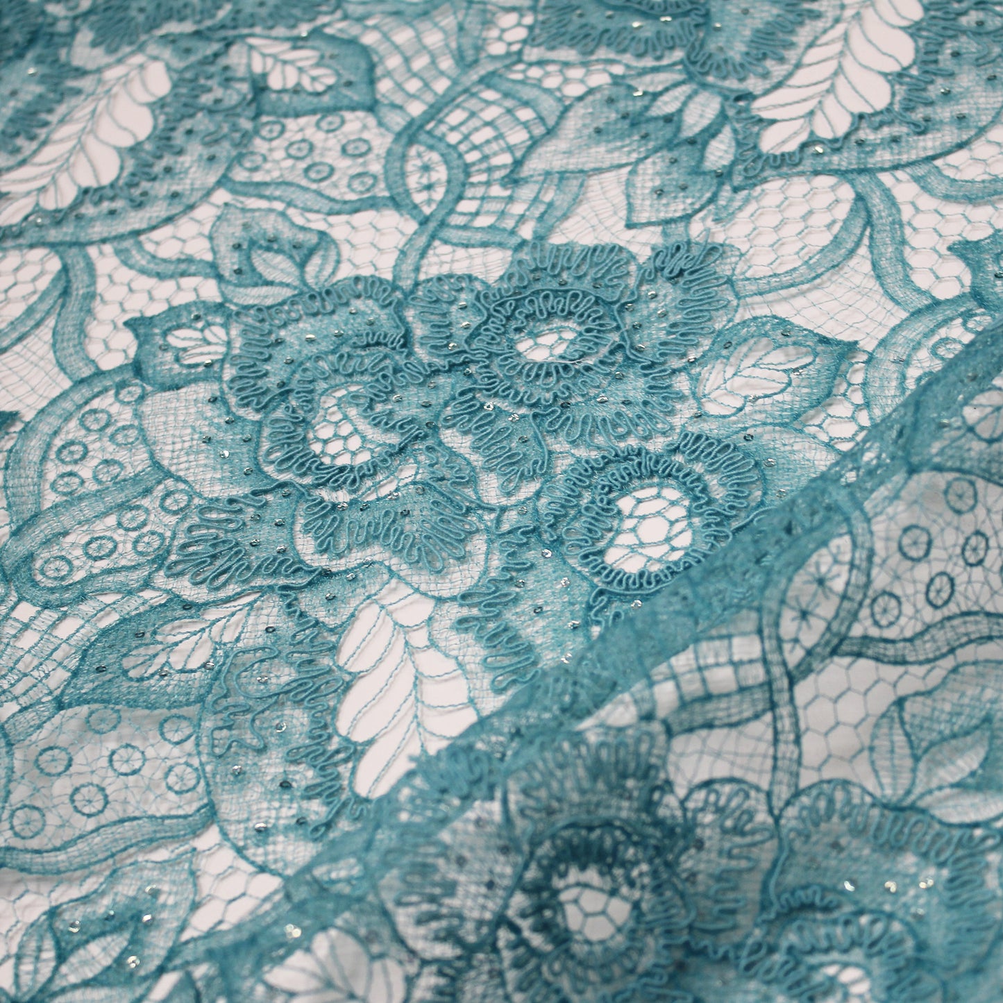 Rebrodé Lace with Flowers and Paillettes
