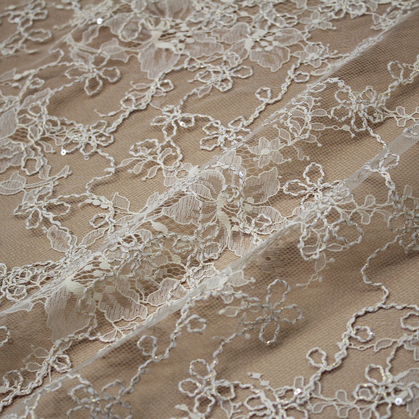 Rebroidered Lurex Lace with Paillettes