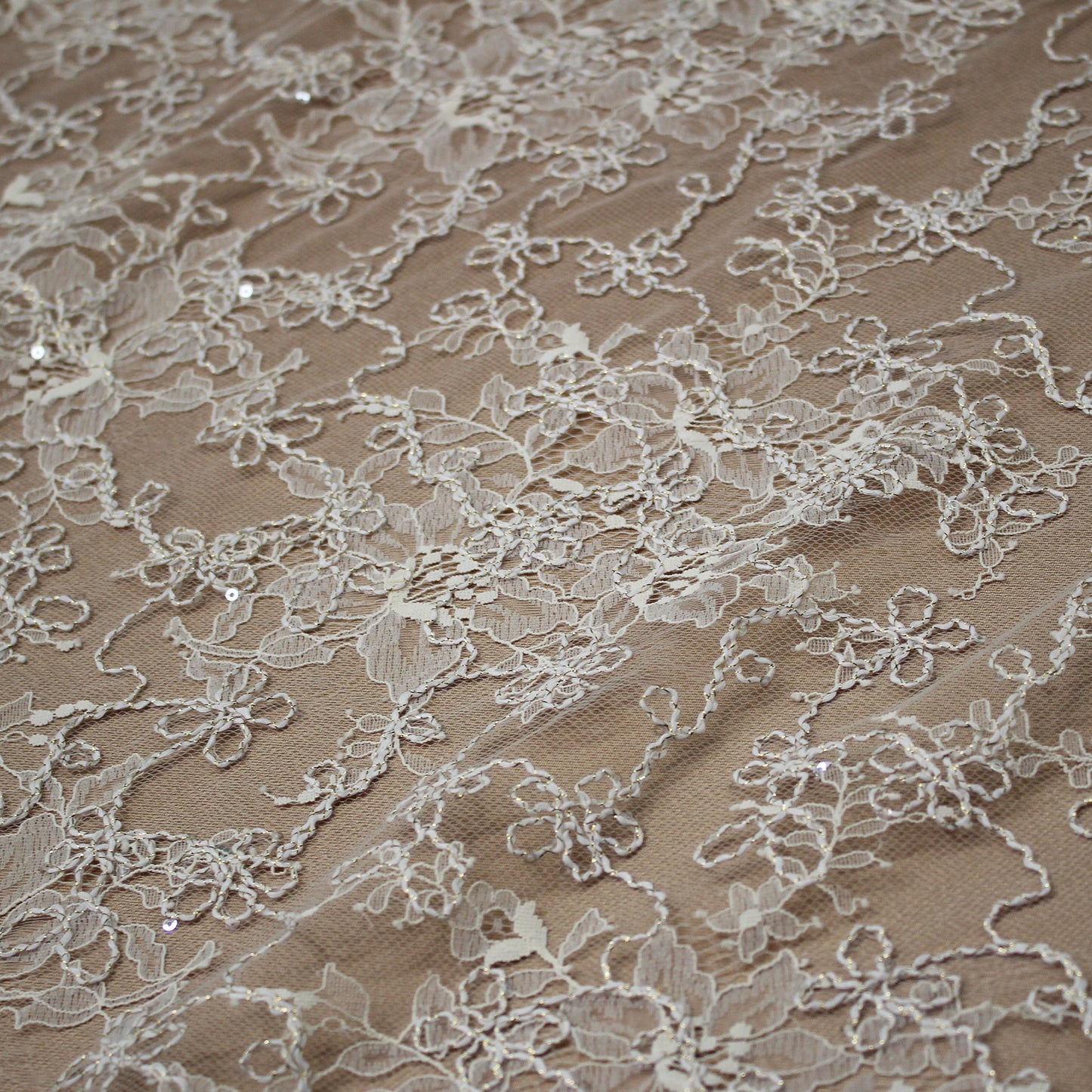 Rebroidered Lurex Lace with Paillettes