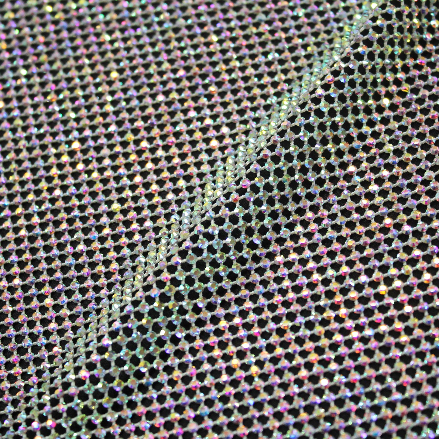 Rete Stretta con Strass Tondi Piccoli Tono su Tono