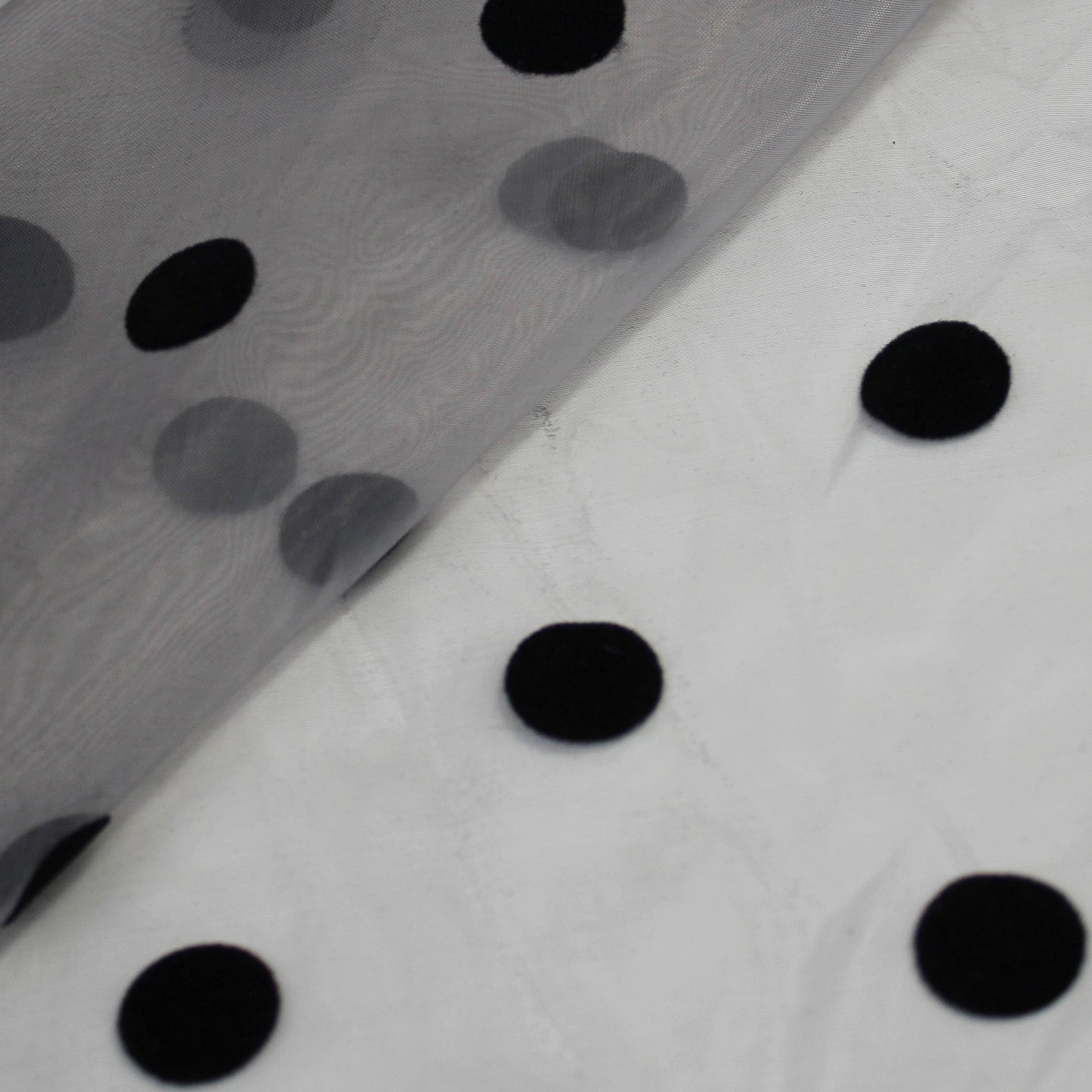 Tessuto Organza Flock Pois Grandi