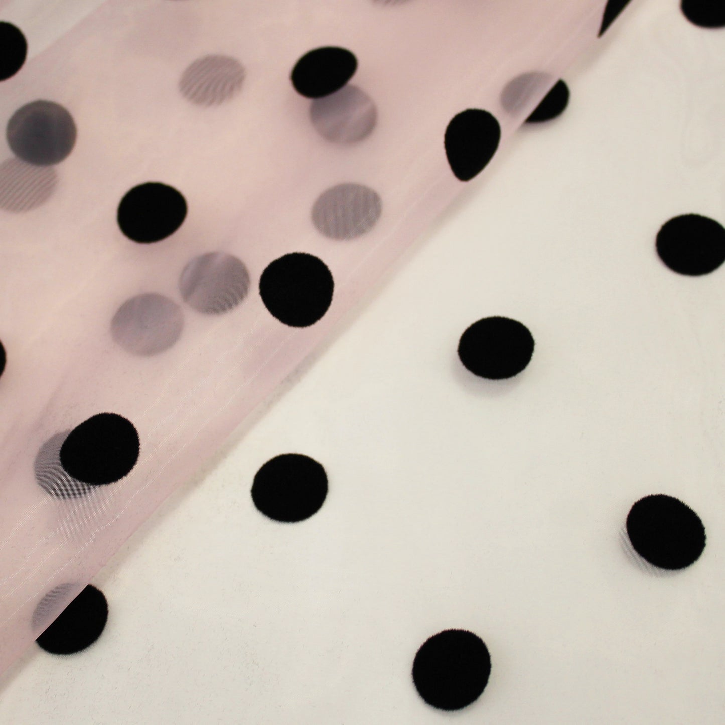 Tessuto Organza Flock Pois Grandi