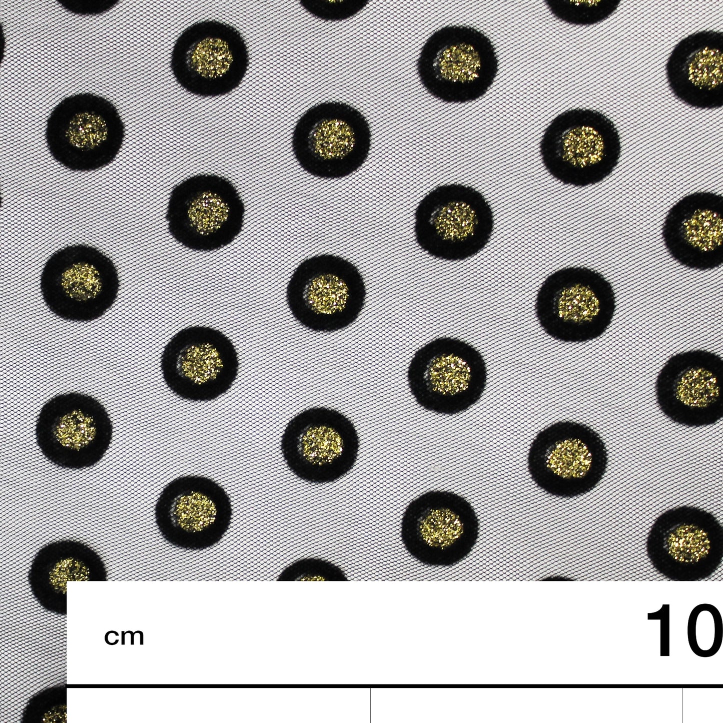 Tulle Flock Pois con Glitter Oro