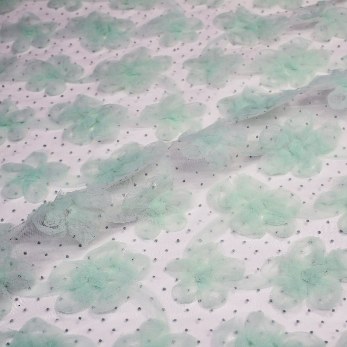 Tulle with Plumetis Dots and 3D Tulle Flowers