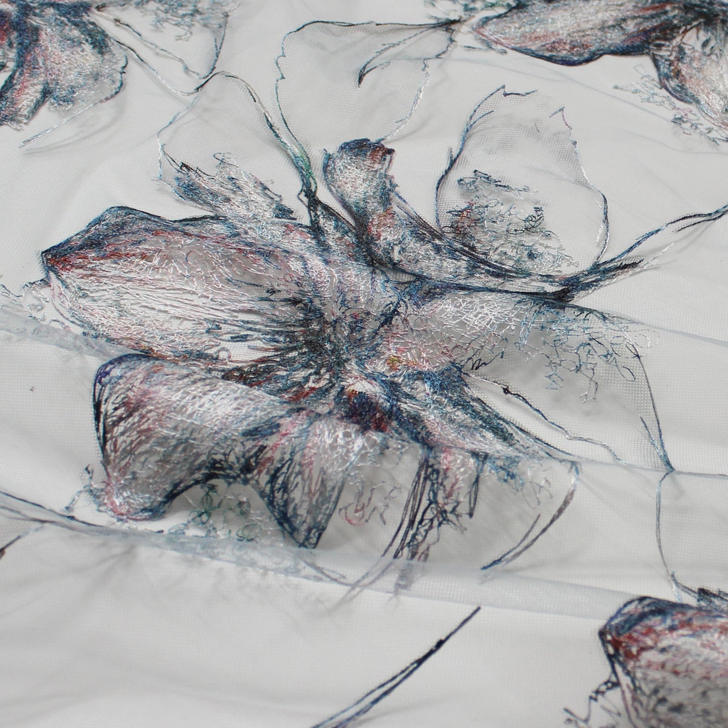 Embroidered Tulle with Large Flowers