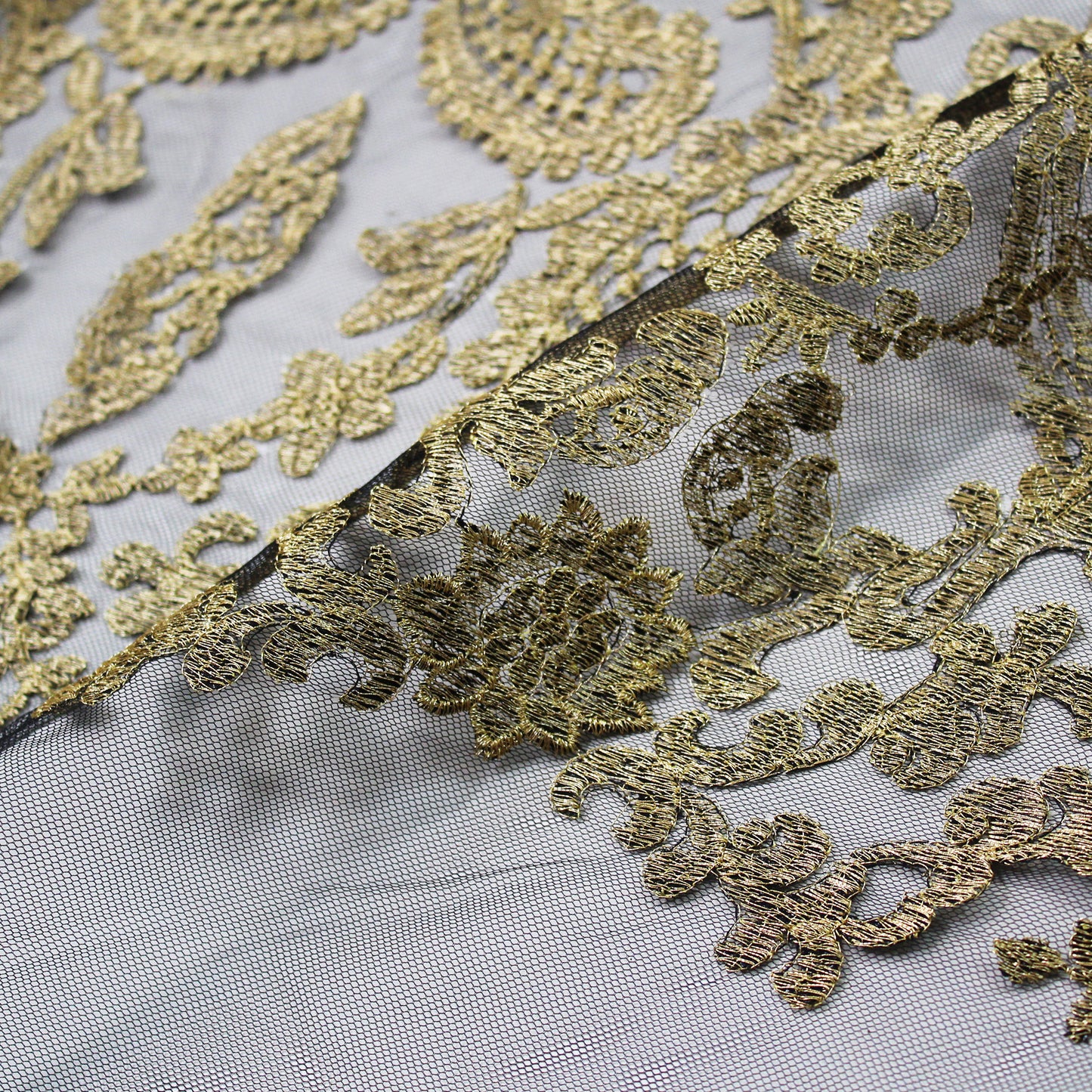Embroidered Tulle with Lurex Arabesque Pattern