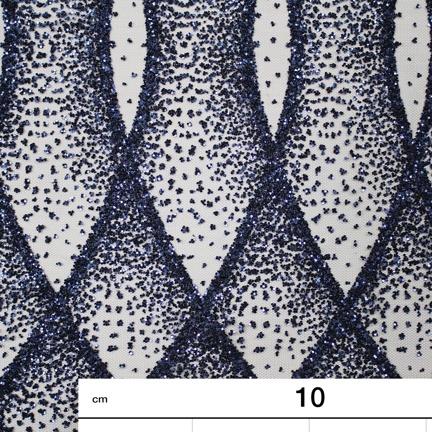Tulle Ricamato Glitter con Intreccio di Onde Regolari e Motivo Geometrico