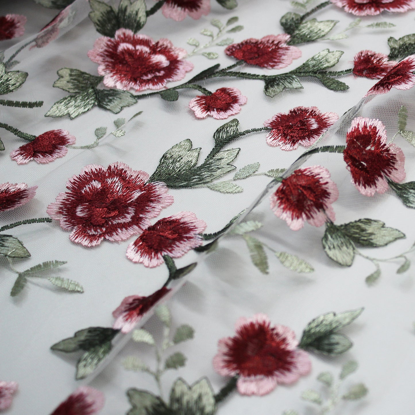 Embroidered Nude Tulle with Lurex Roses
