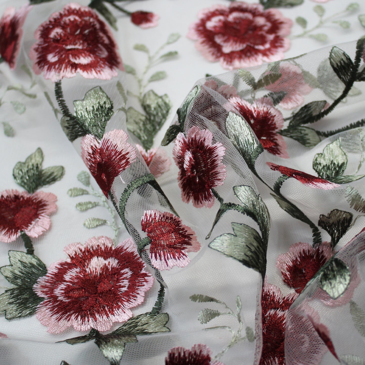 Embroidered Nude Tulle with Lurex Roses