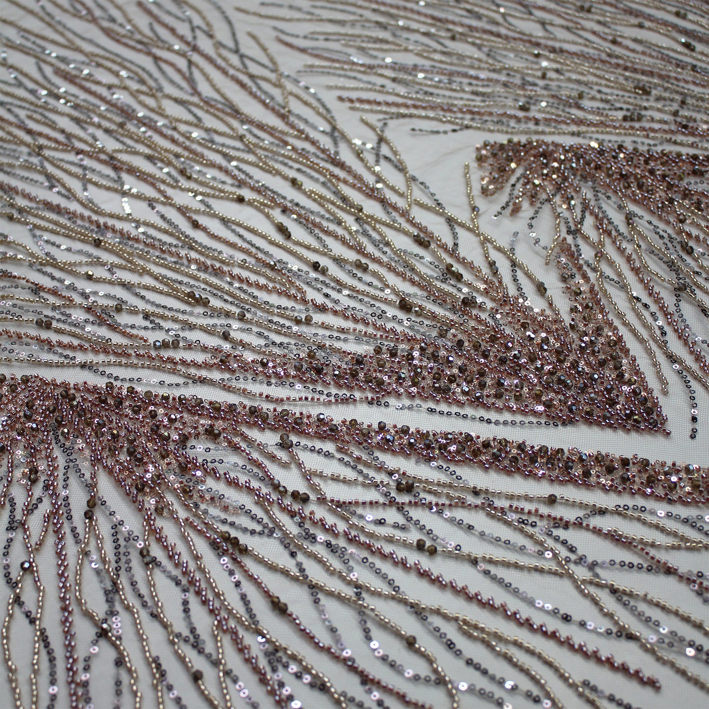 Tulle Ricamato con Pailettes Multicolor con Motivo Naturale Ramage