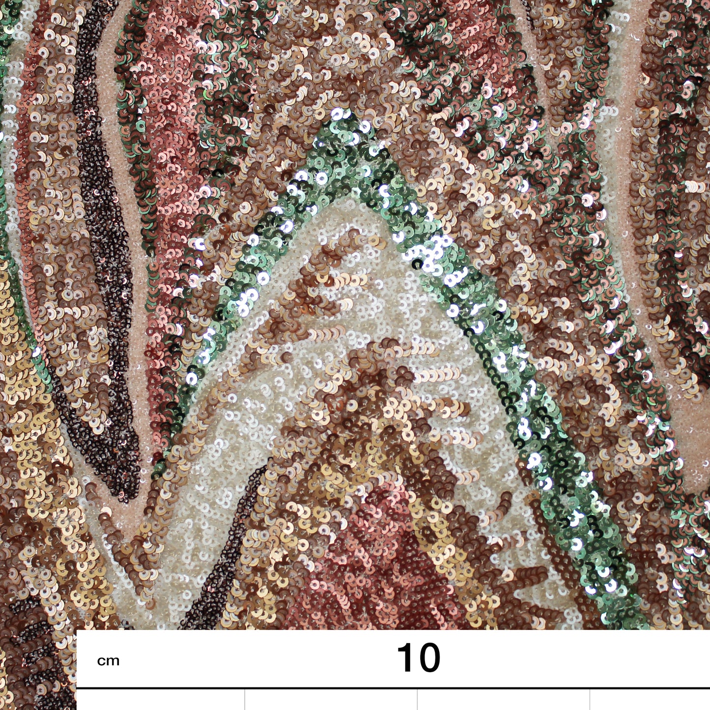 Tulle Ricamato con Paillettes a Campo Pieno ad Archi Irregolari