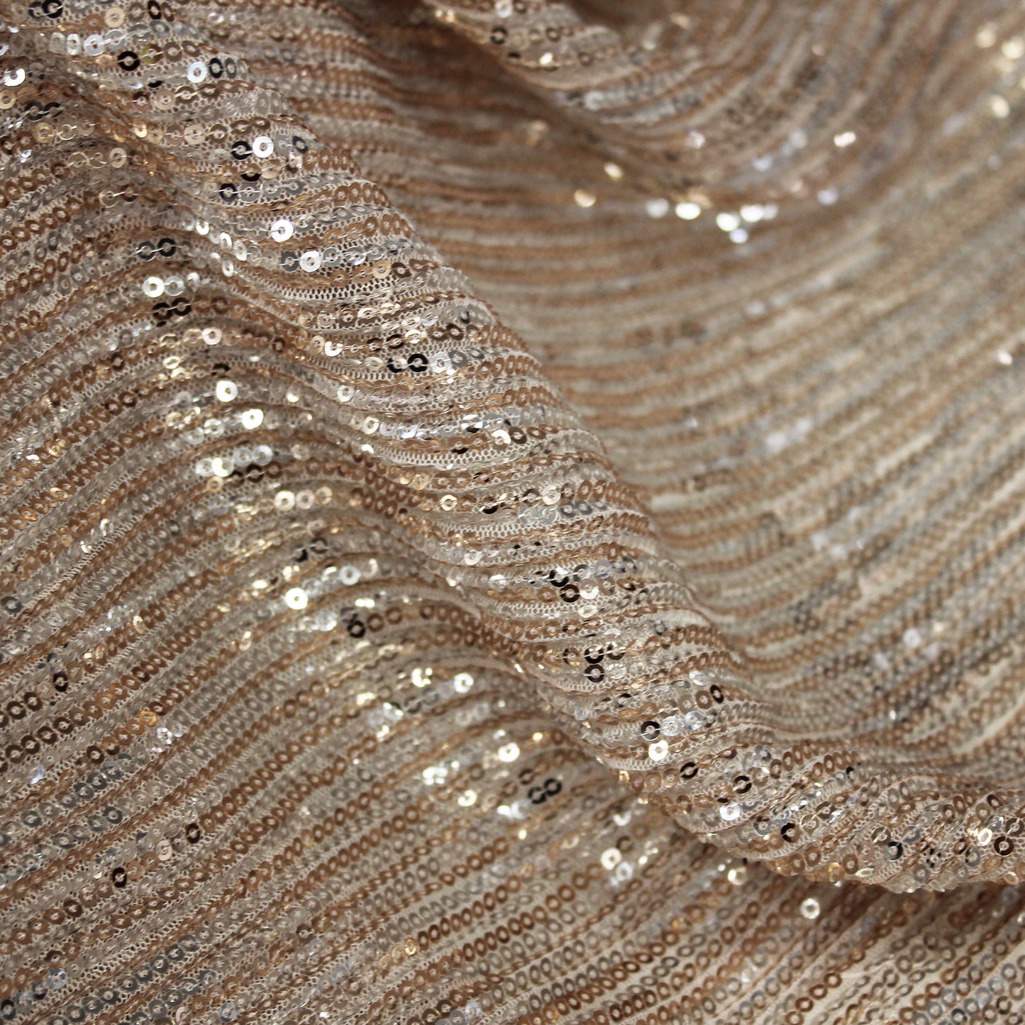 Tulle Ricamato con Paillettes a Campo Pieno in Fasce Verticali