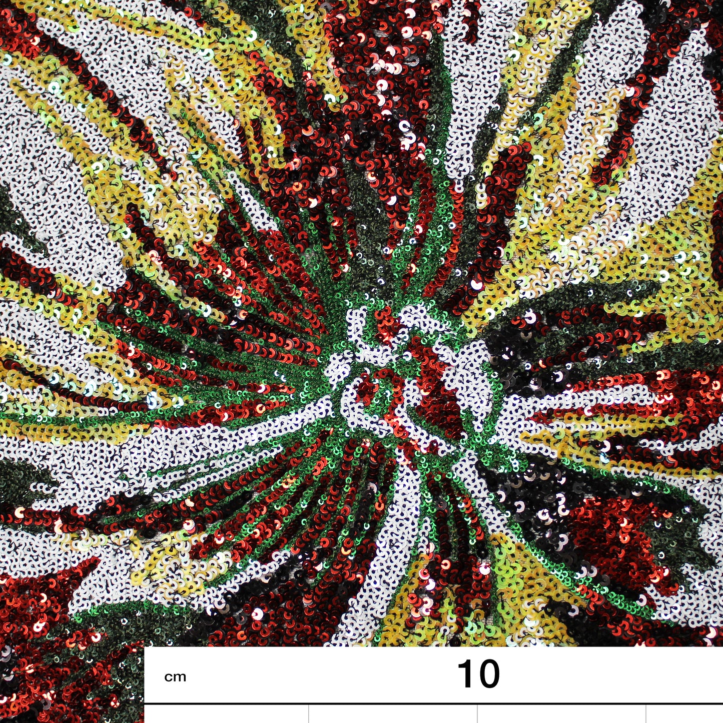 Tulle Ricamato Paillettes Campo Pieno Multicolor con Fiori Grandi