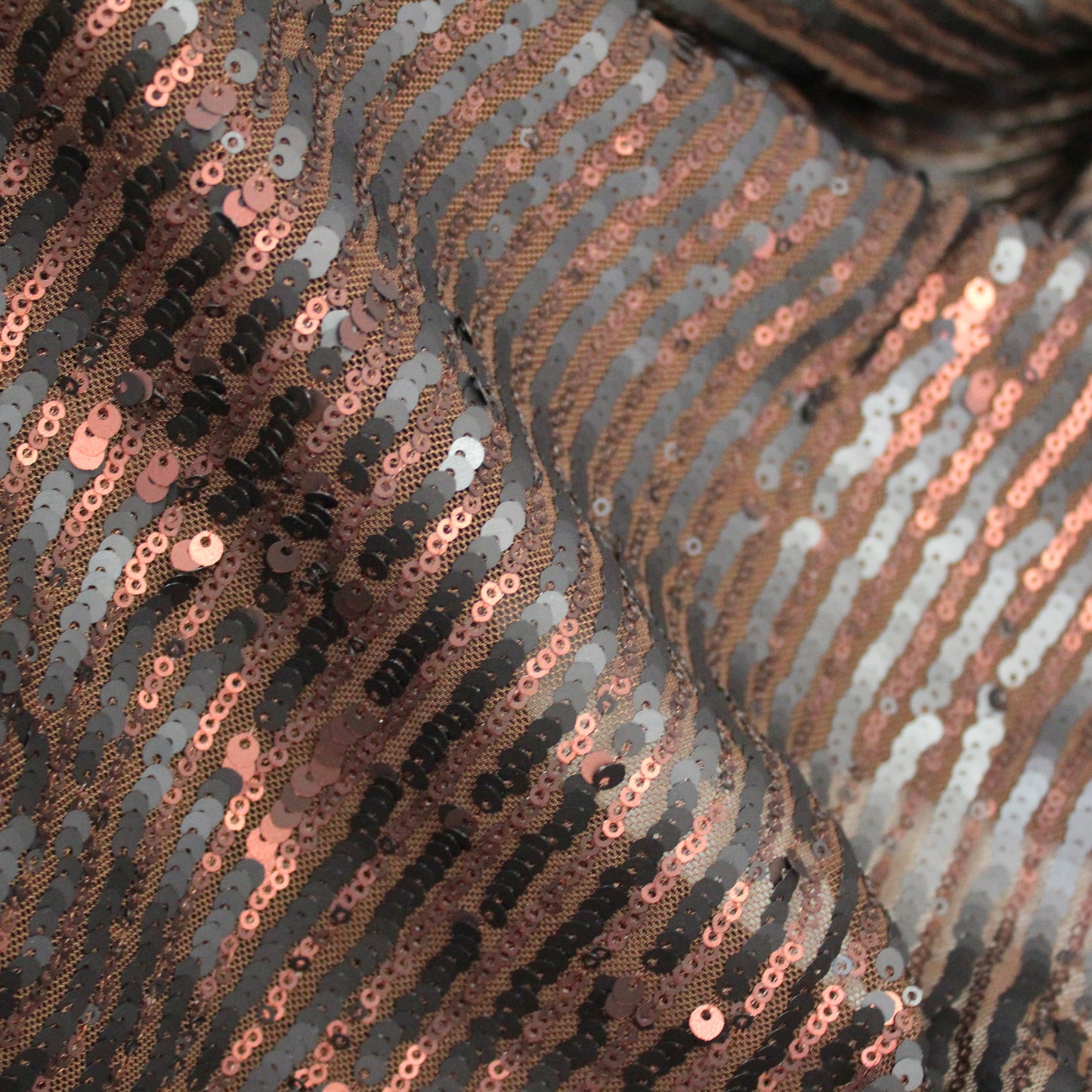 Tulle Ricamato con Paillettes a Fasce Verticali