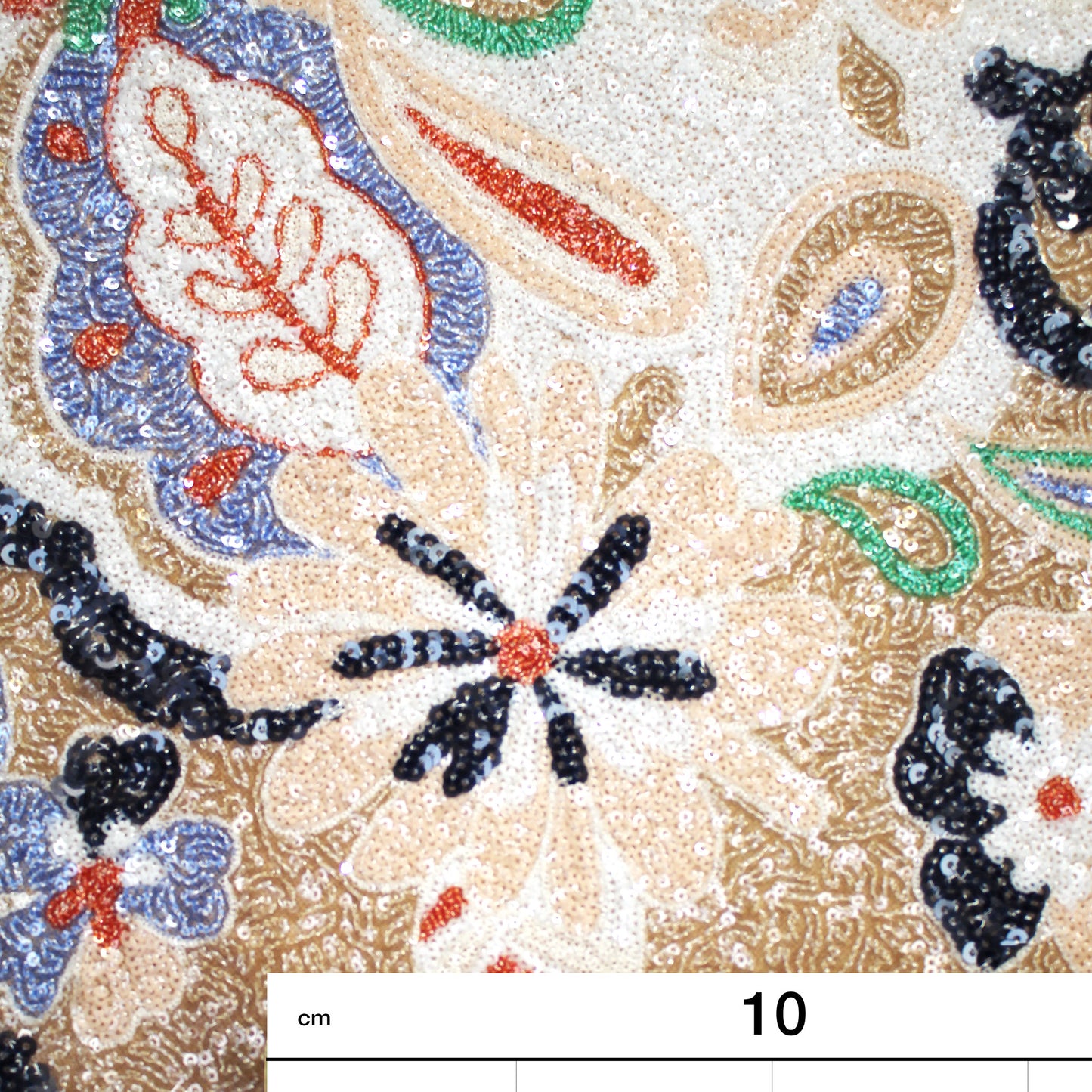 Tulle ricamato con paillettes e fiori sabbia (metro)