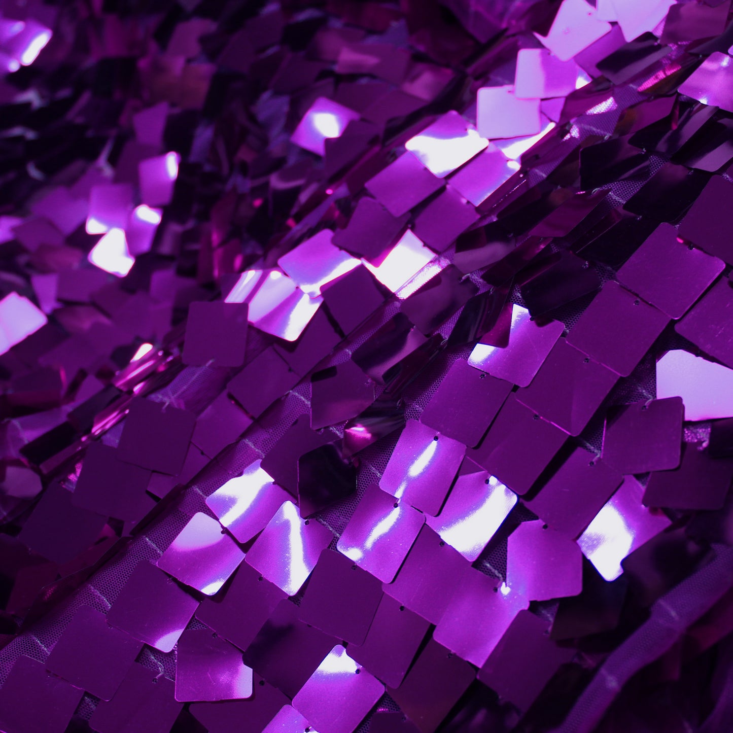 Sequin Embroidered Tulle with Large Square Paillettes in Cascading Design