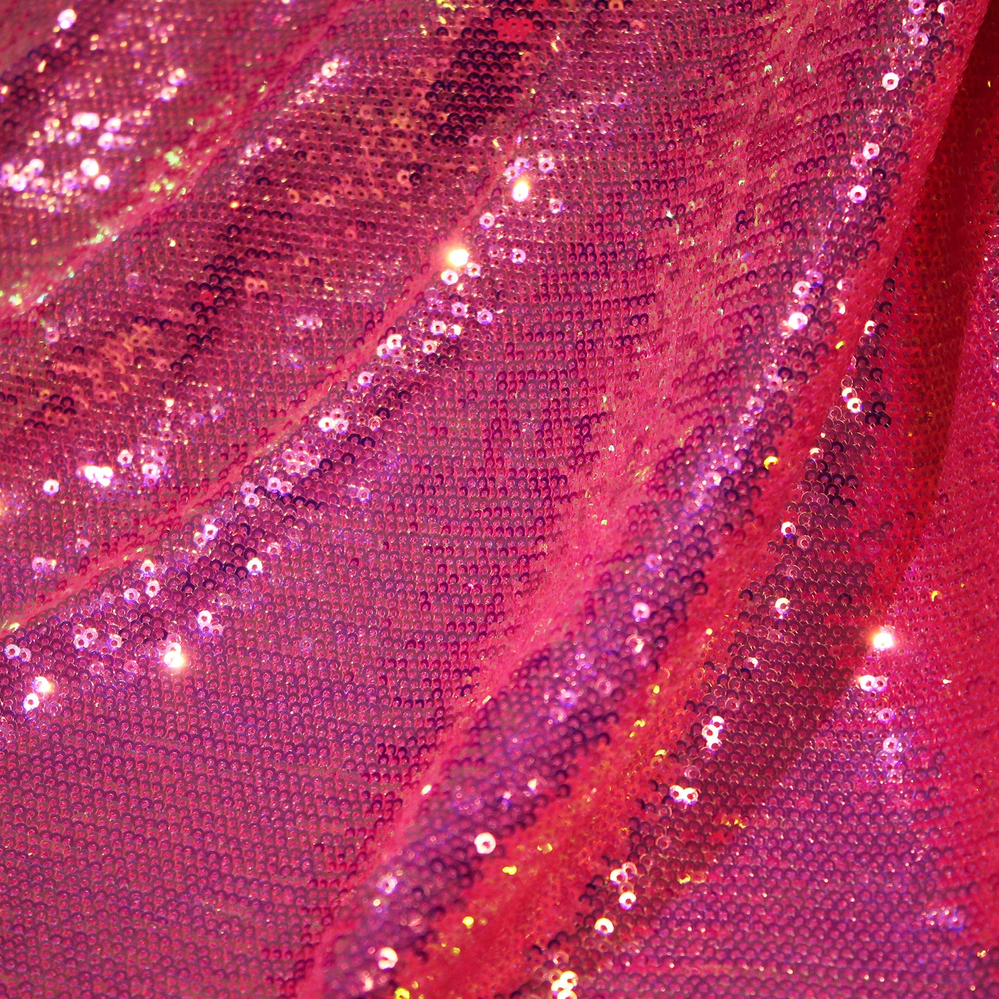 Tulle Ricamato con Paillettes a Campo Pieno Tonalità Fluo