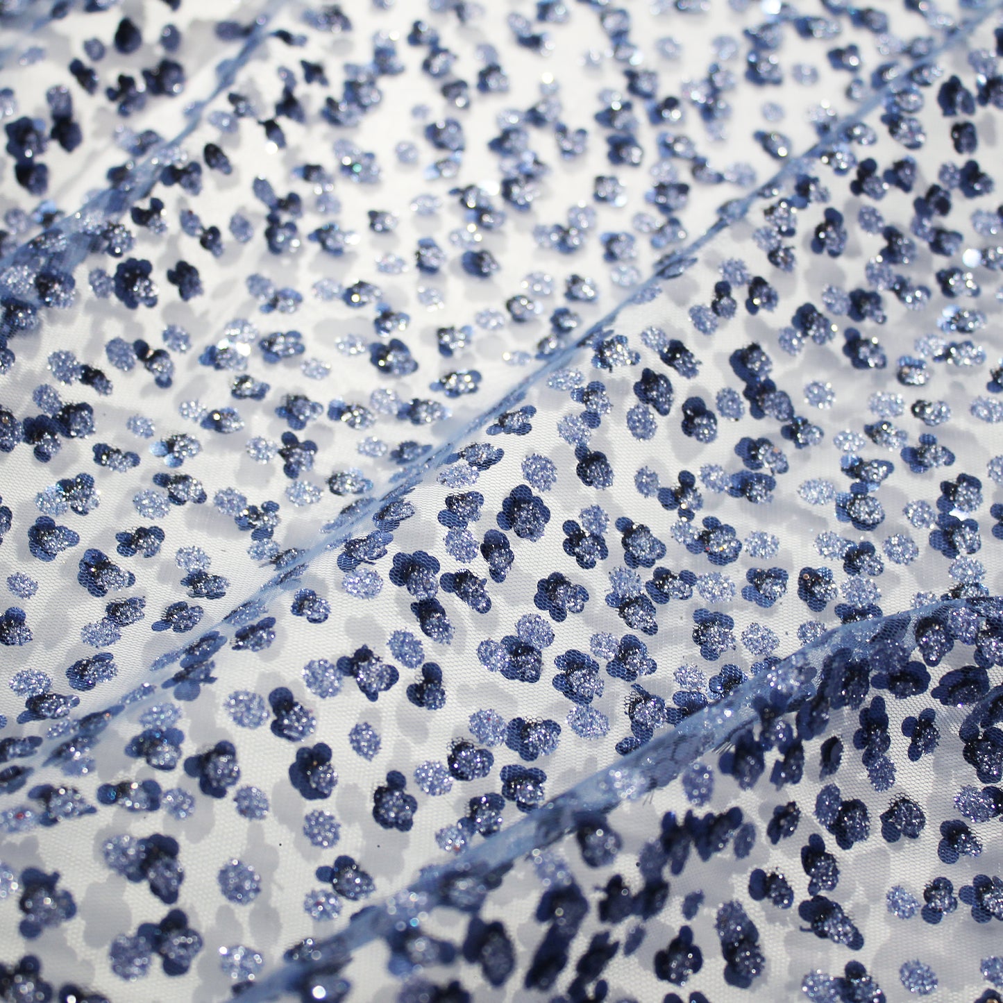 Embroidered Tulle with Glitter Polka Dots and Sequins