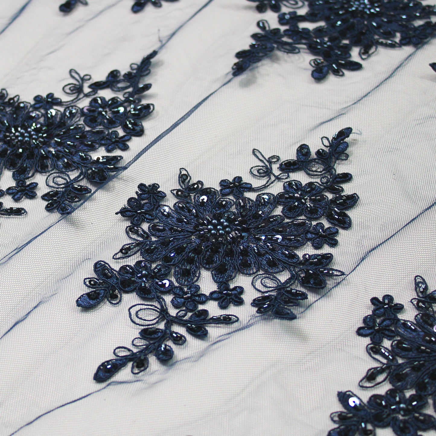 Double Borded Rebrodé Embroidered Tulle with Corals and Cutwork Embroidery for Applications