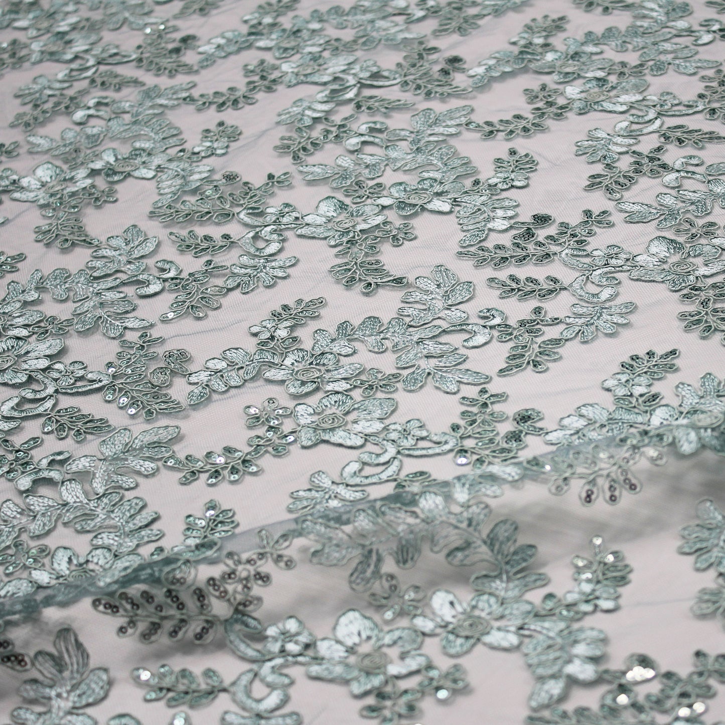 Embroidered Tulle with Rebrodée and Paillettes