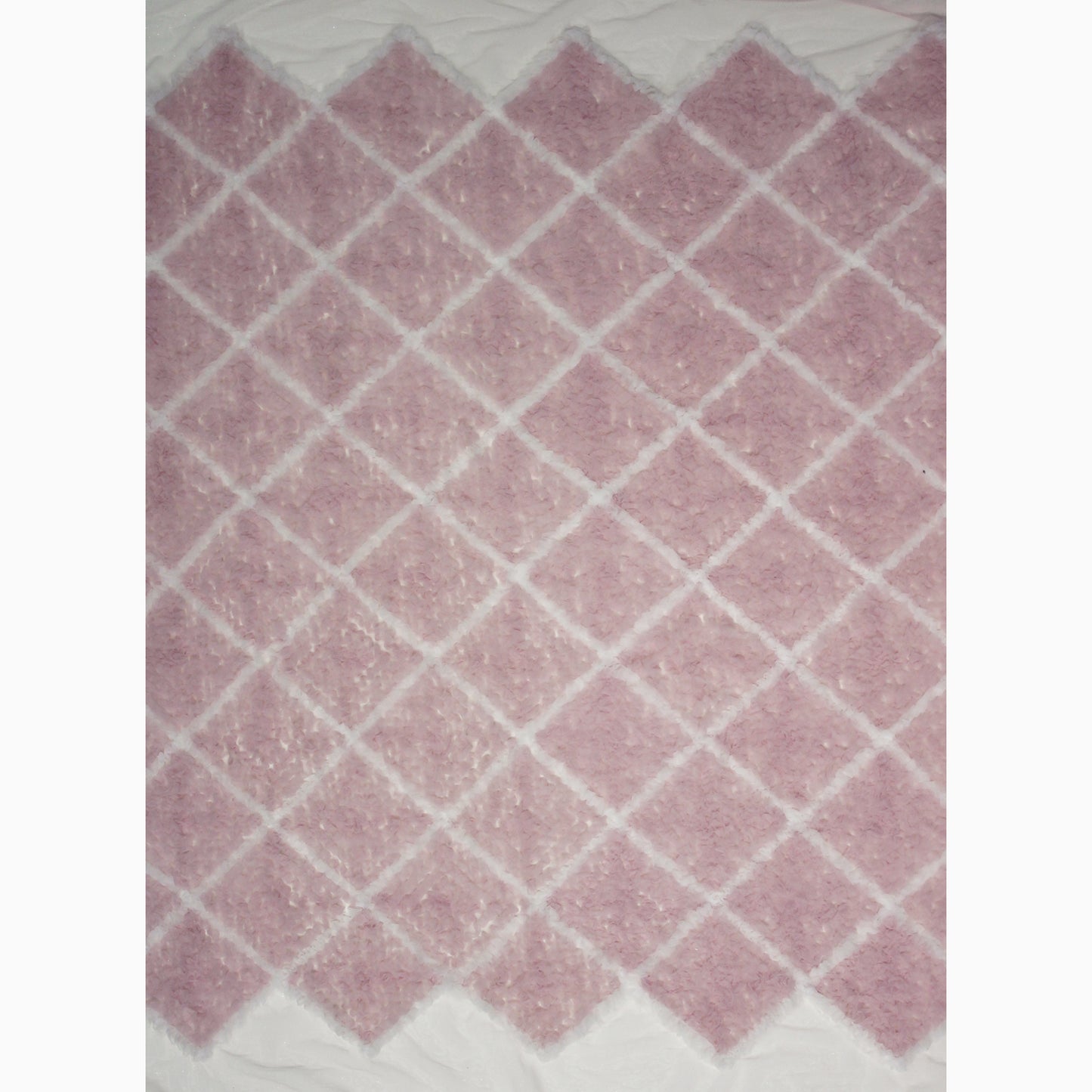Embroidered Tulle with Ruffles and Geometric Diamond Pattern