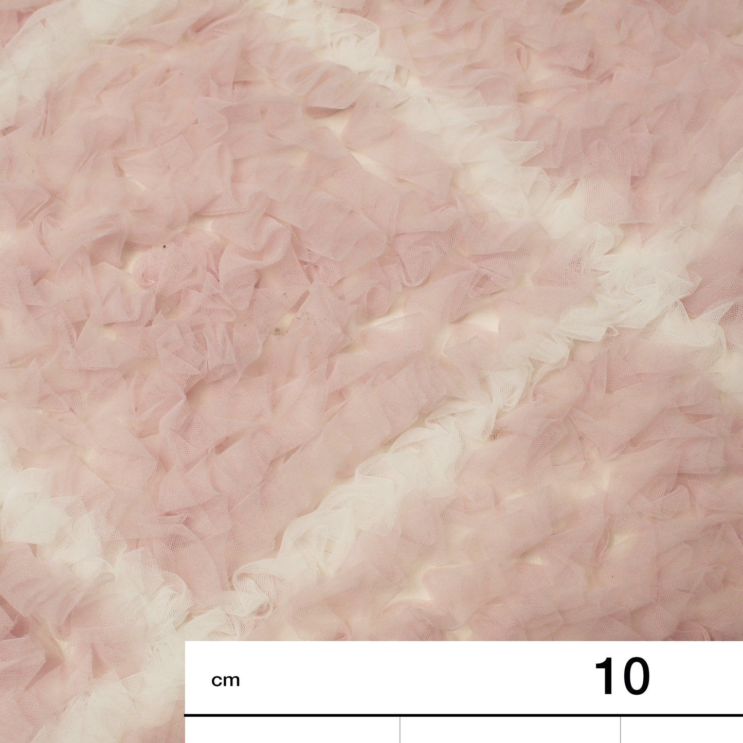 Embroidered Tulle with Ruffles and Geometric Diamond Pattern