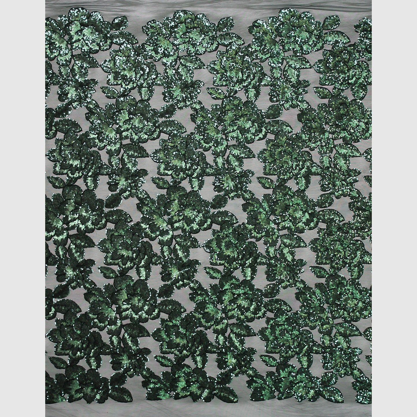 Tulle Stretch Ricamato Paillettes con Fiori Grandi