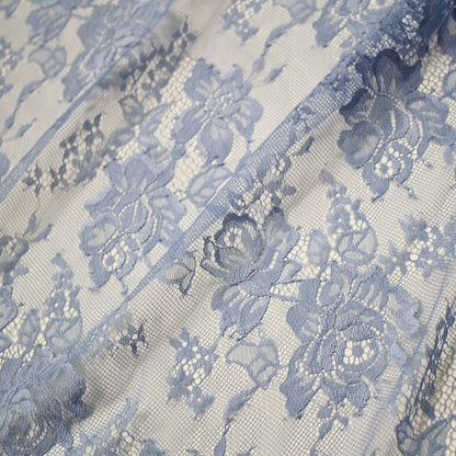 Double Border Chantilly Lace with Flowers (Available in 3m Pieces)