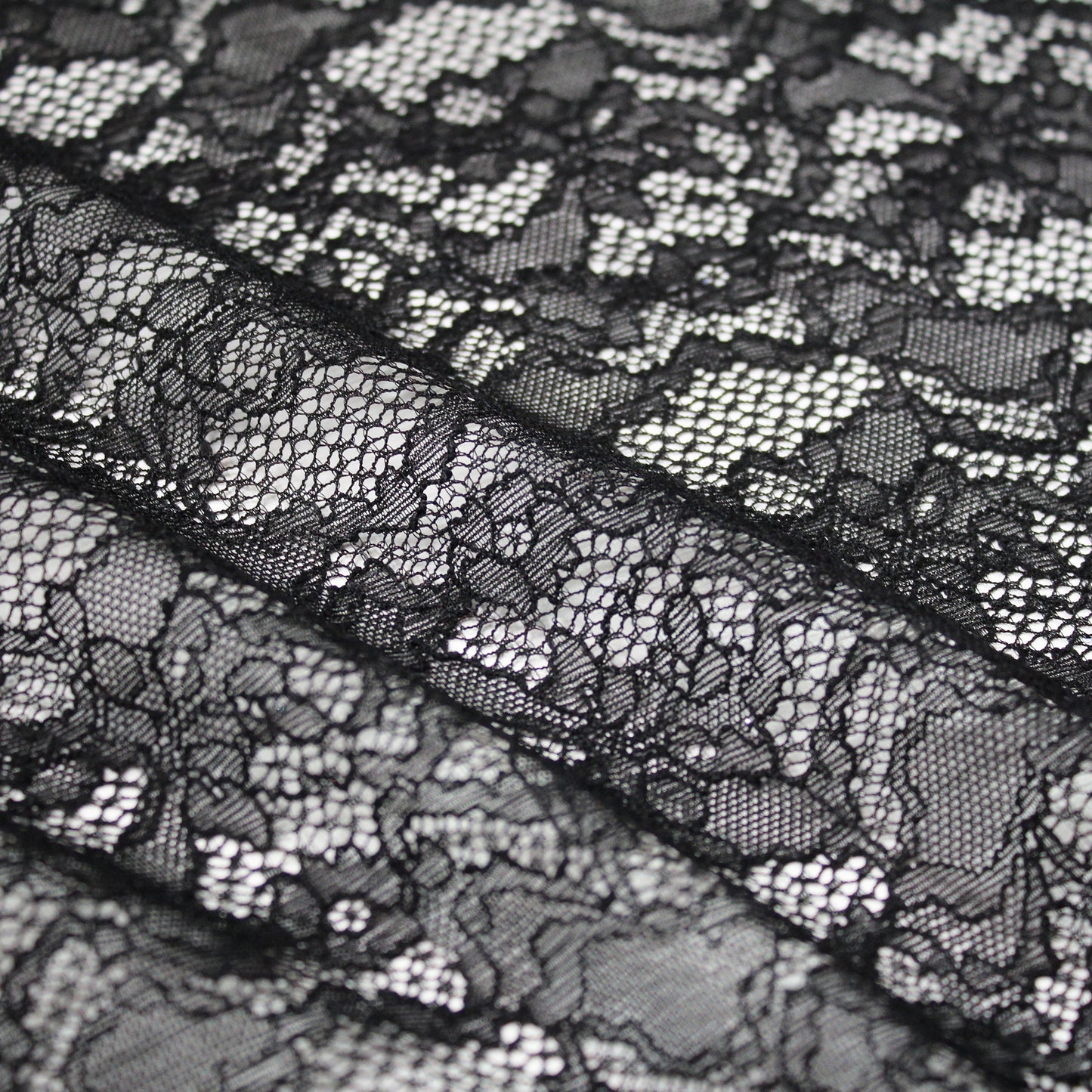 Elasticized Chantilly Lace with Wave Effect and Little Flowers