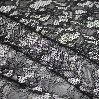Elasticized Chantilly Lace with Wave Effect and Little Flowers