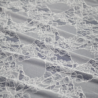 Elasticized Chantilly Lace with Roses and Flower Petals