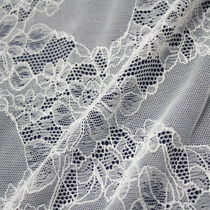 Elasticized Chantilly Lace with Roses and Flower Petals