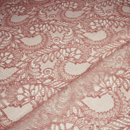 Double Border Embroidered Lace with Flowers and Leaves