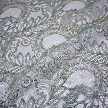 Double Border Embroidered Lace with Flowers and Leaves