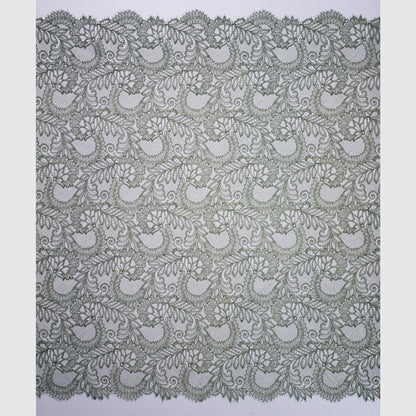 Double Border Embroidered Lace with Flowers and Leaves