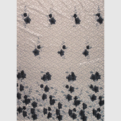 Nude Embroidered Lace with 3D Georgette Flowers