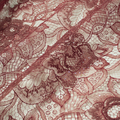 Rebrodé Lace with Flowers and Paillettes