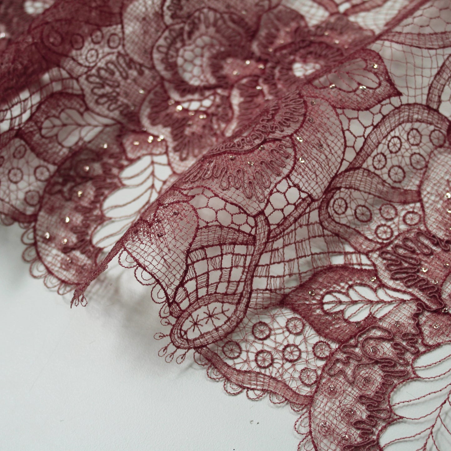 Rebrodé Lace with Flowers and Paillettes