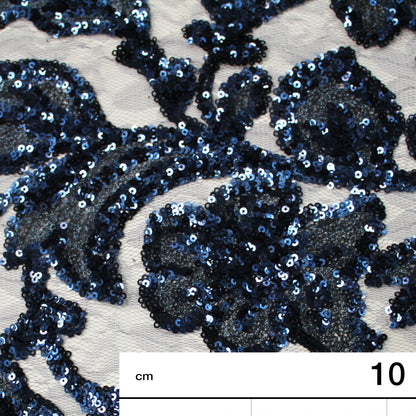 Pizzo Ricamato con Fiori di Pailletes Iridate e Lucide