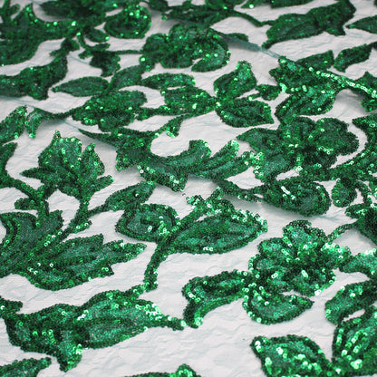 Pizzo Ricamato con Fiori di Pailletes Iridate e Lucide