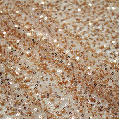 Embroidered Netting with Paillettes and Beads in Tonal Full Coverage