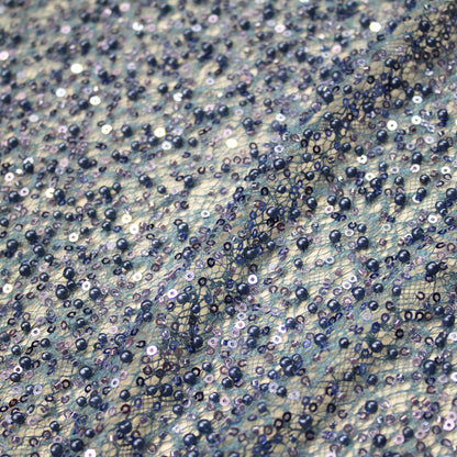 Embroidered Netting with Paillettes and Beads in Tonal Full Coverage