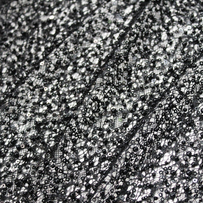 Embroidered Netting with Paillettes and Beads in Tonal Full Coverage